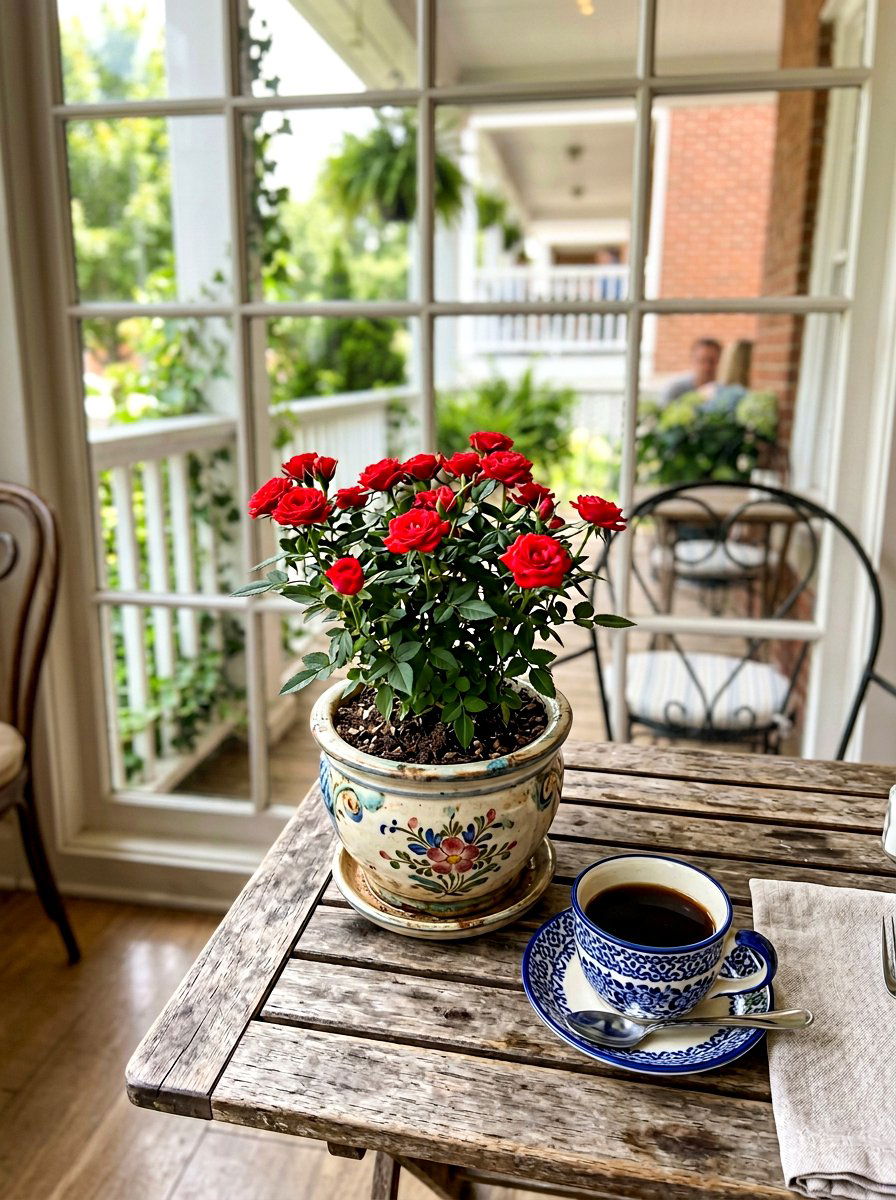 Miniature Rose Desktop Planter - 30 porch rose planter ideas