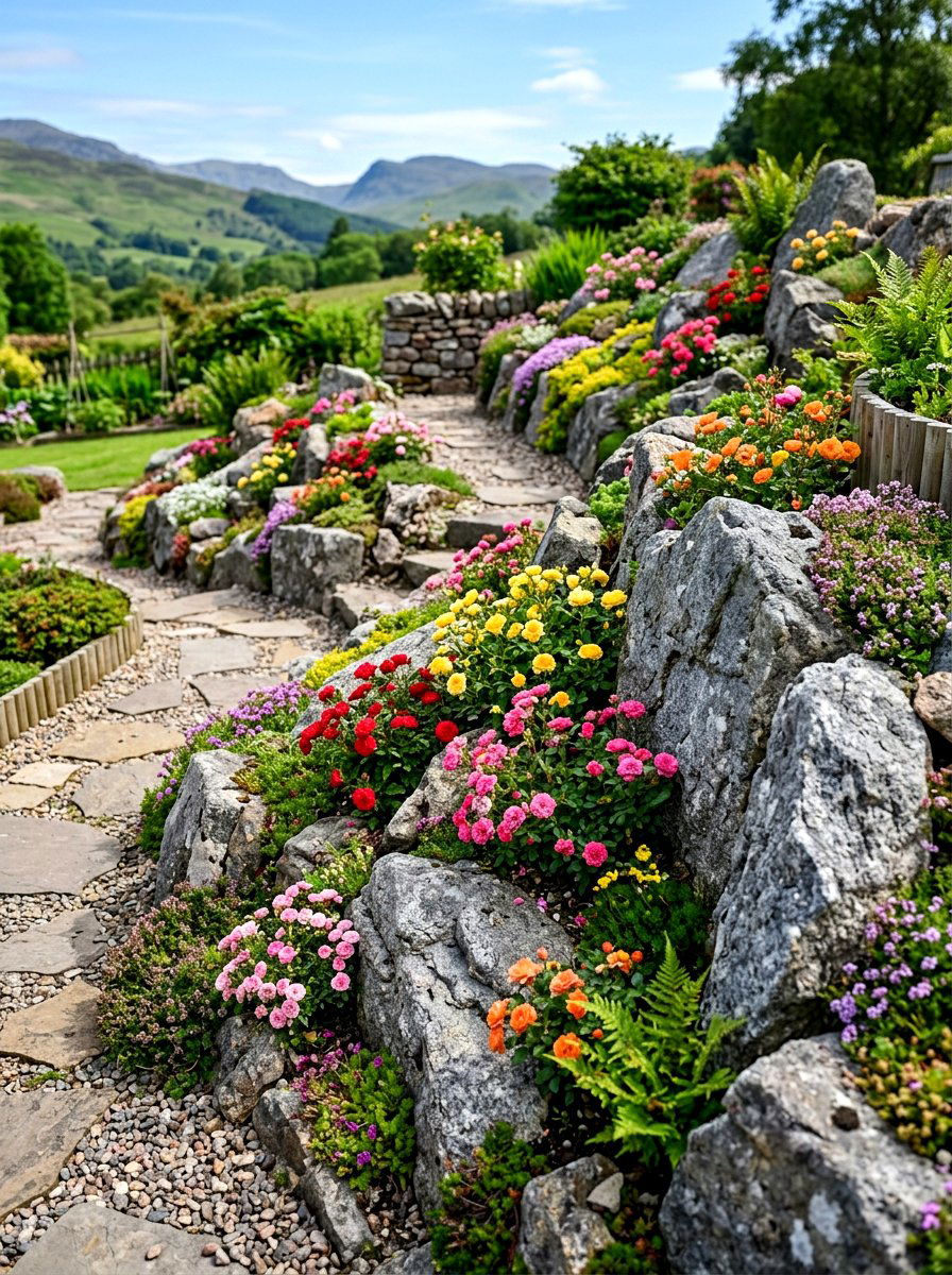 Miniature Rose Rock Garden - 30 backyard rose garden ideas