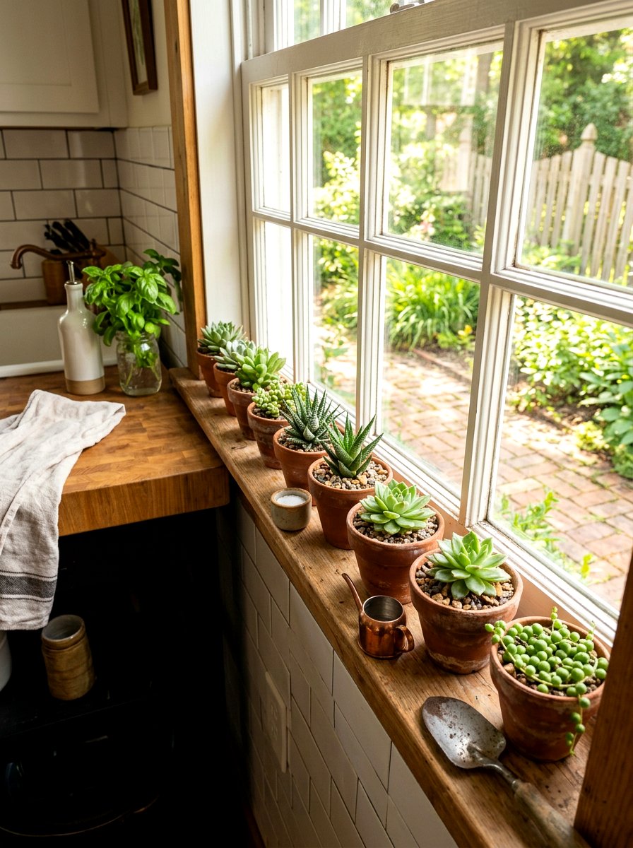 Miniature terracotta pots - 30 succulent windowsill ideas
