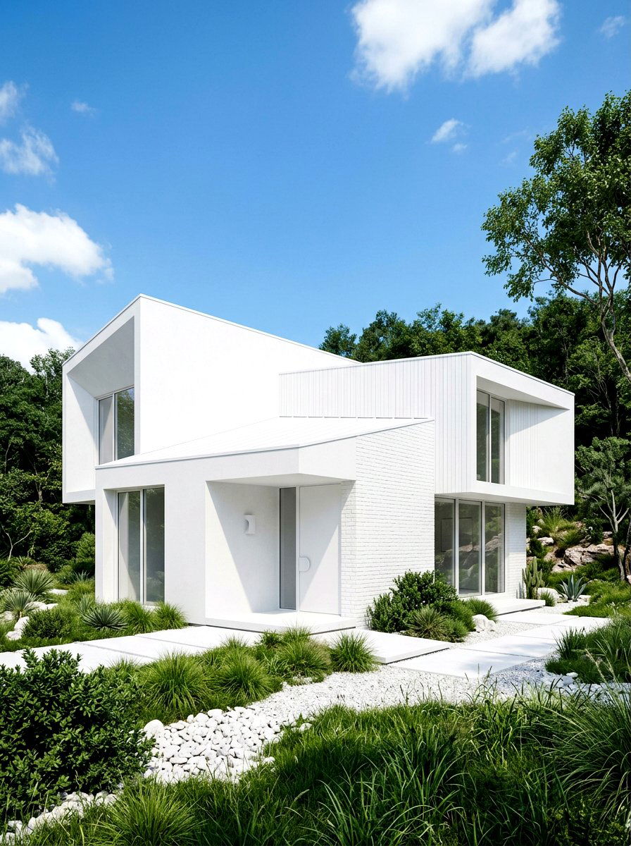 Minimalist All White Exterior - 30 white house exterior ideas