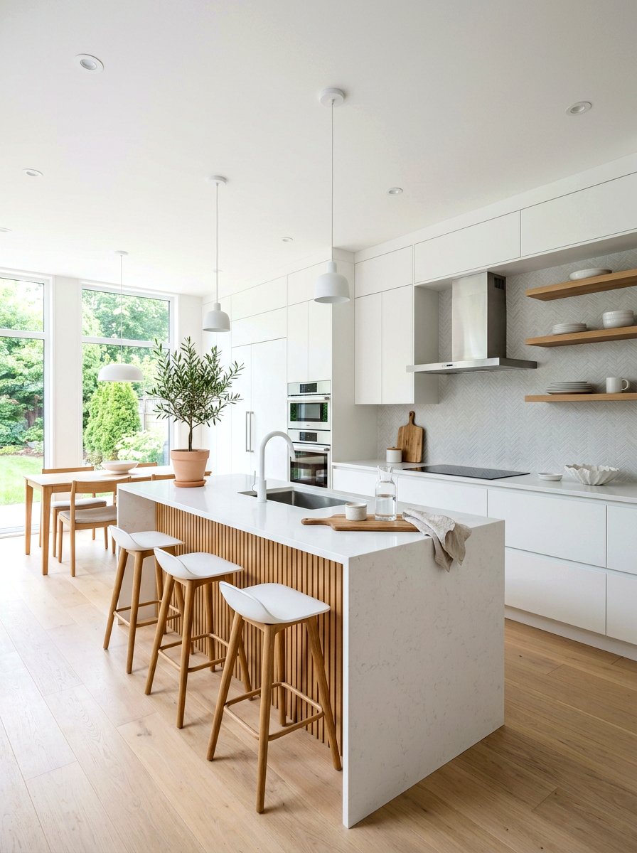 Minimalist All White Kitchen - 30 California casual kitchen ideas