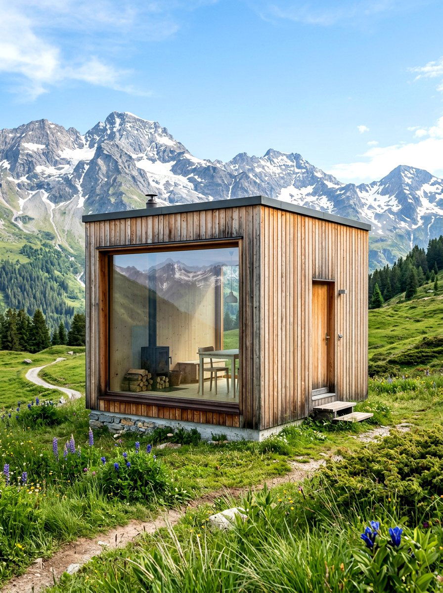 Minimalist Alpine Cabin - 30 mountain house exterior ideas