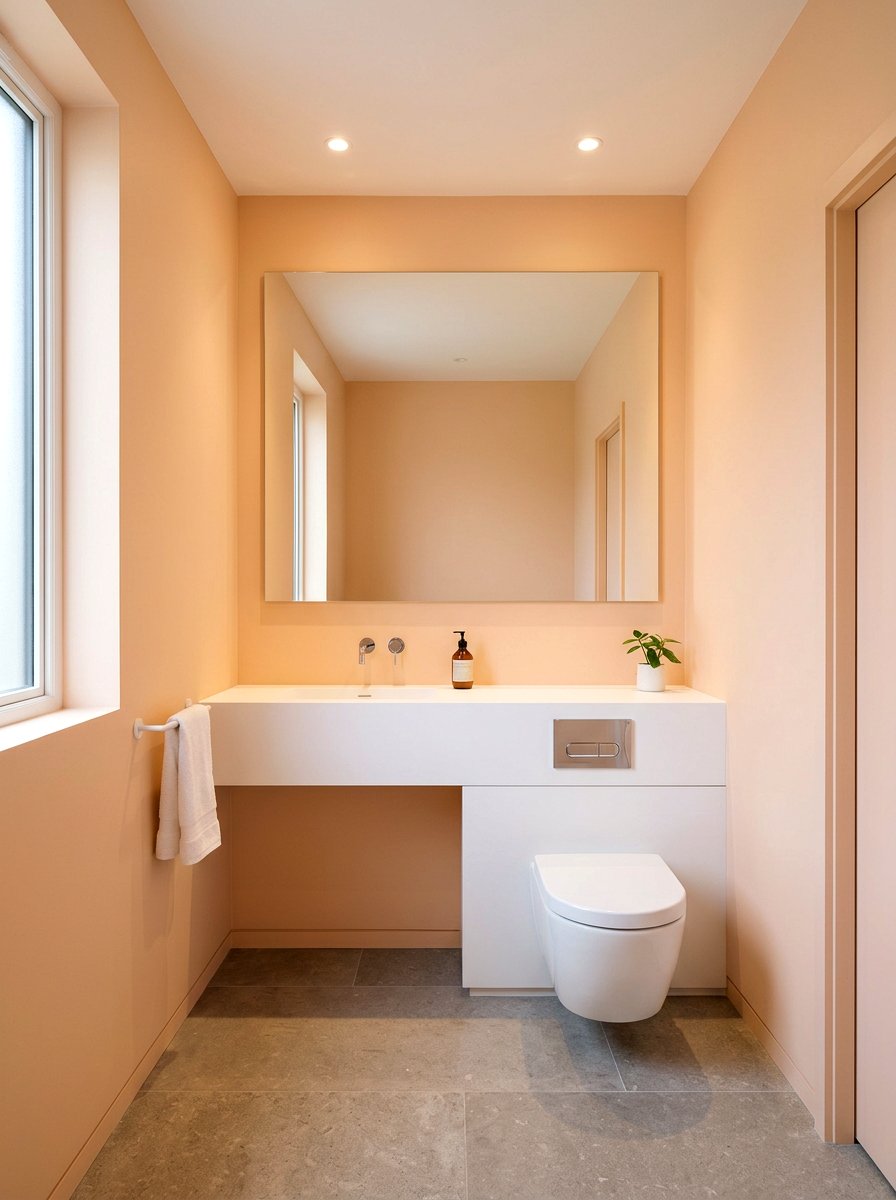 Minimalist Apricot Powder Room - 30 apricot powder room ideas