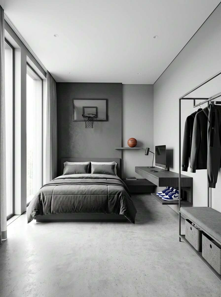 Minimalist Athlete Bedroom - 30 sports bedroom ideas