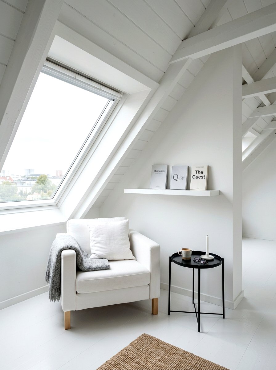 Minimalist Attic Reading Corner - 30 attic reading corner ideas