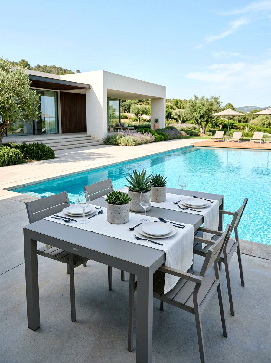 Minimalist Backyard Dining - 30 pool party tablescape ideas