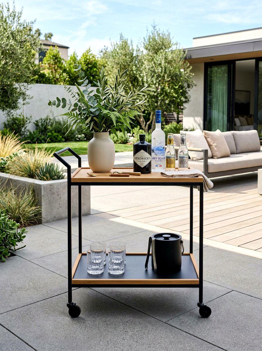 Minimalist Bar Cart - 30 outdoor bar cart ideas