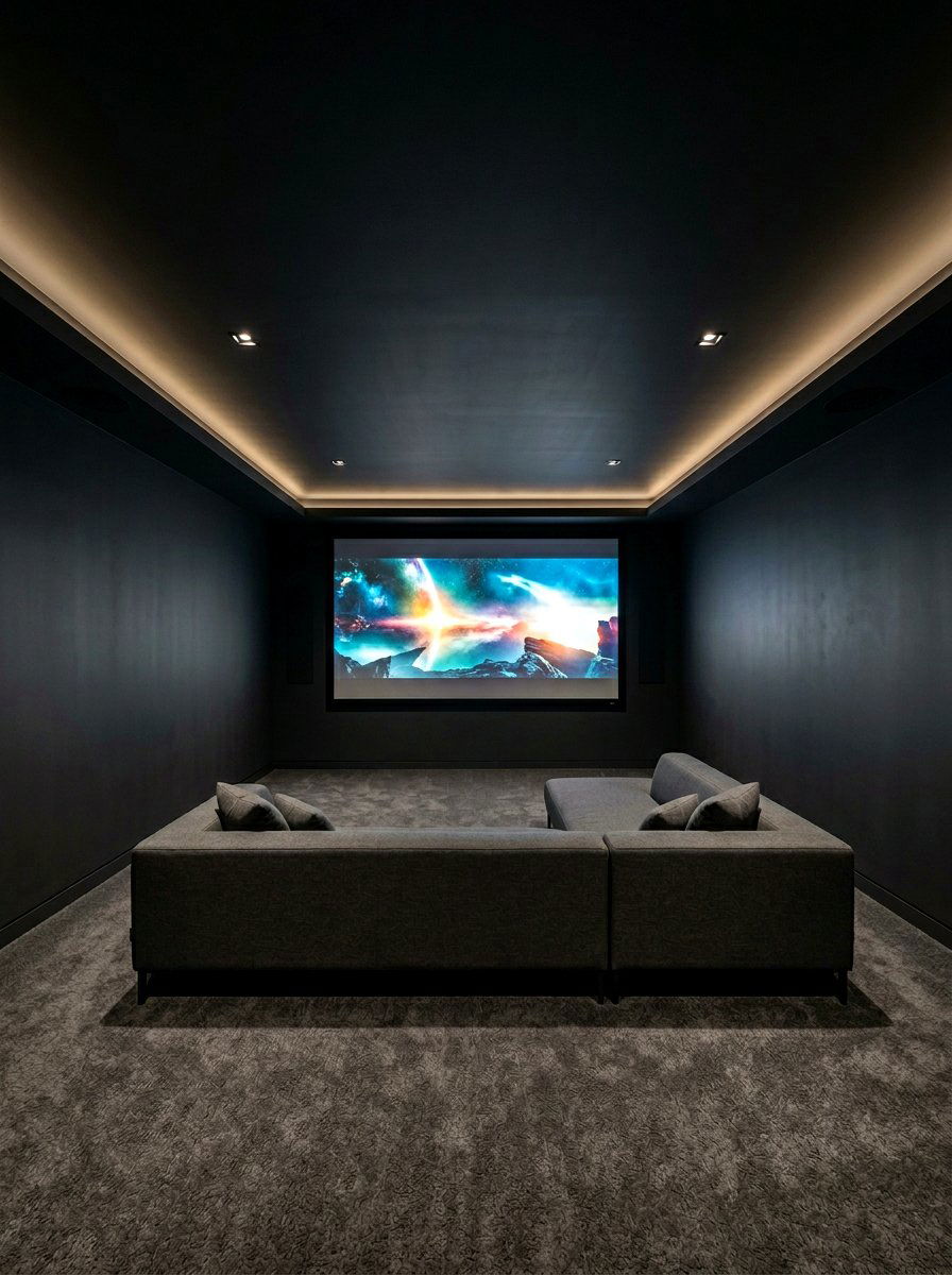 Minimalist Basement Cinema - 30 basement theater ideas