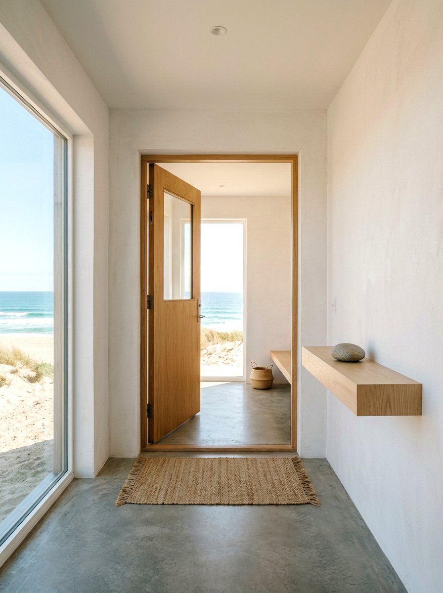 Minimalist Beach House Entry - 30 coastal entryway ideas