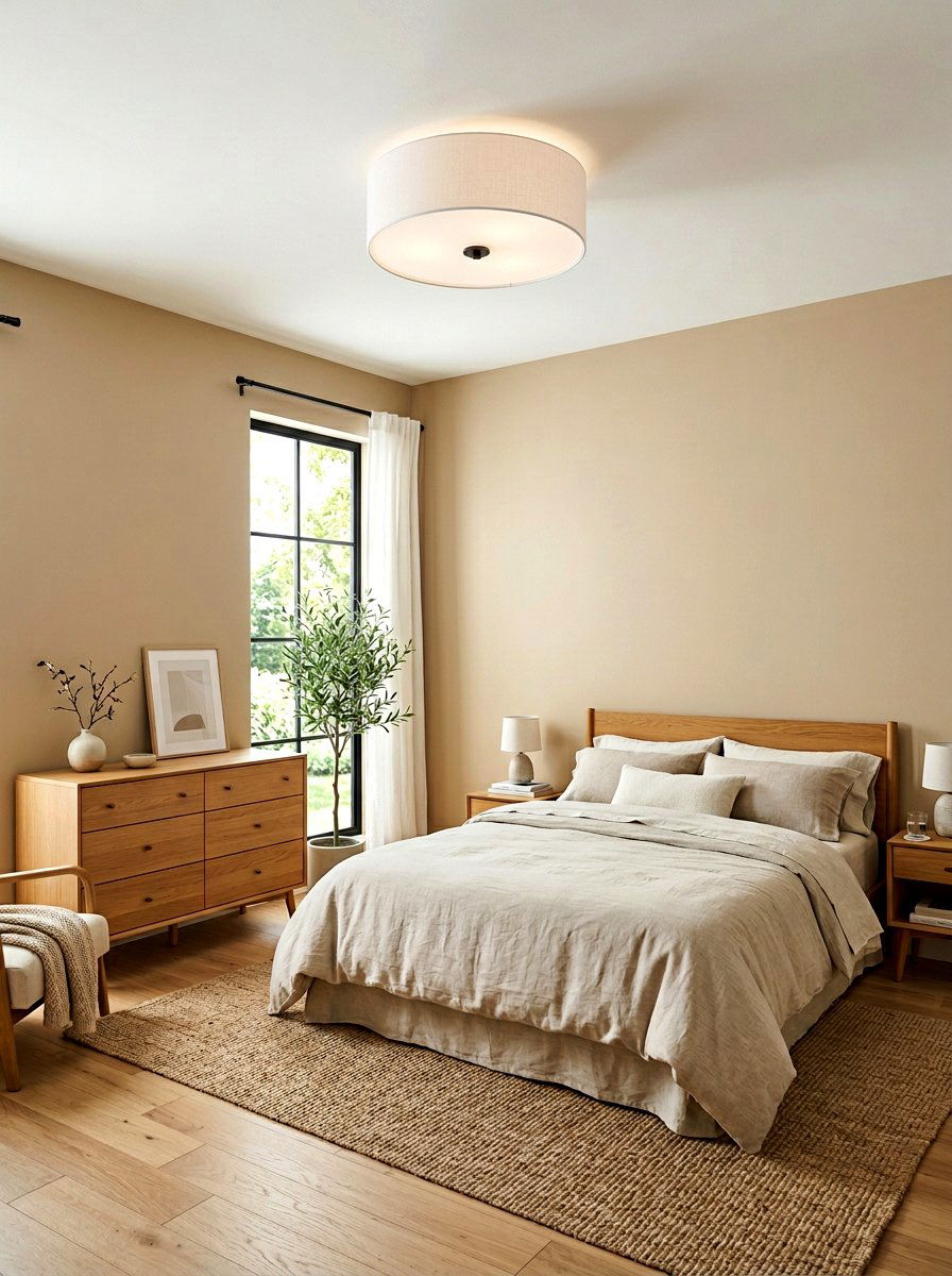 Minimalist Bedroom With Flush Mount Ceiling Light - 30 bedroom lighting ideas