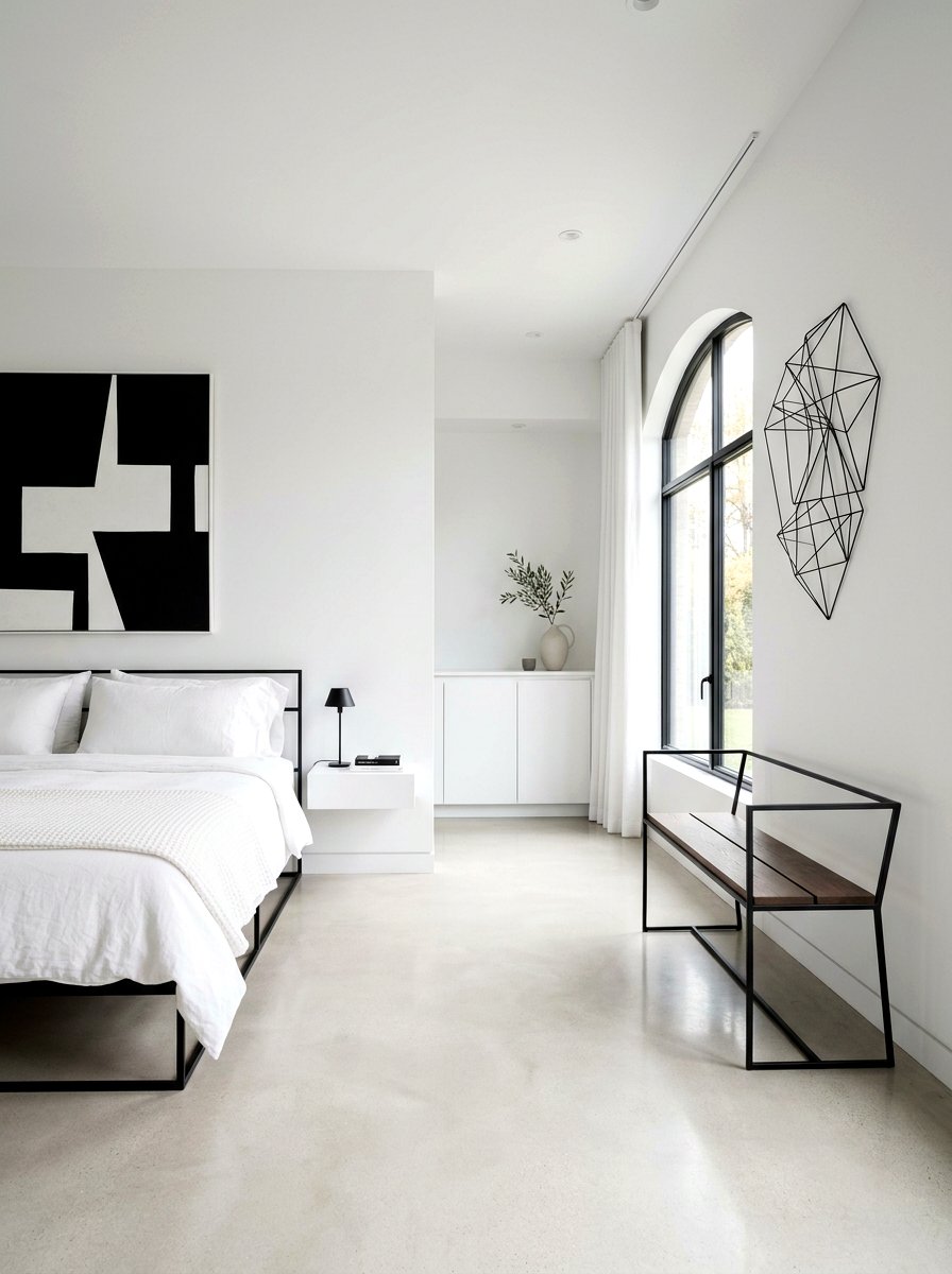 Minimalist Bedroom With Metal Bench - 30 bedroom bench ideas