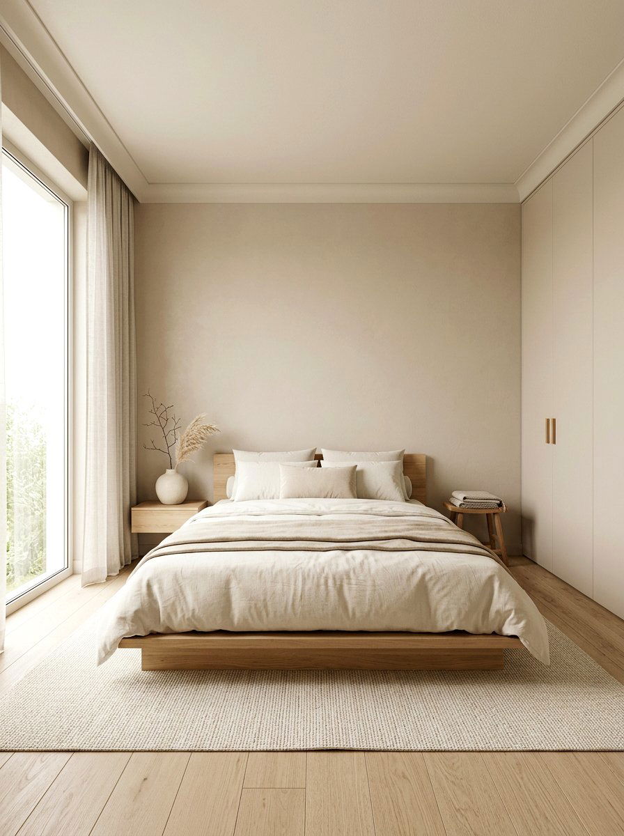 Minimalist Beige Bedroom - 30 cream and beige bedroom ideas