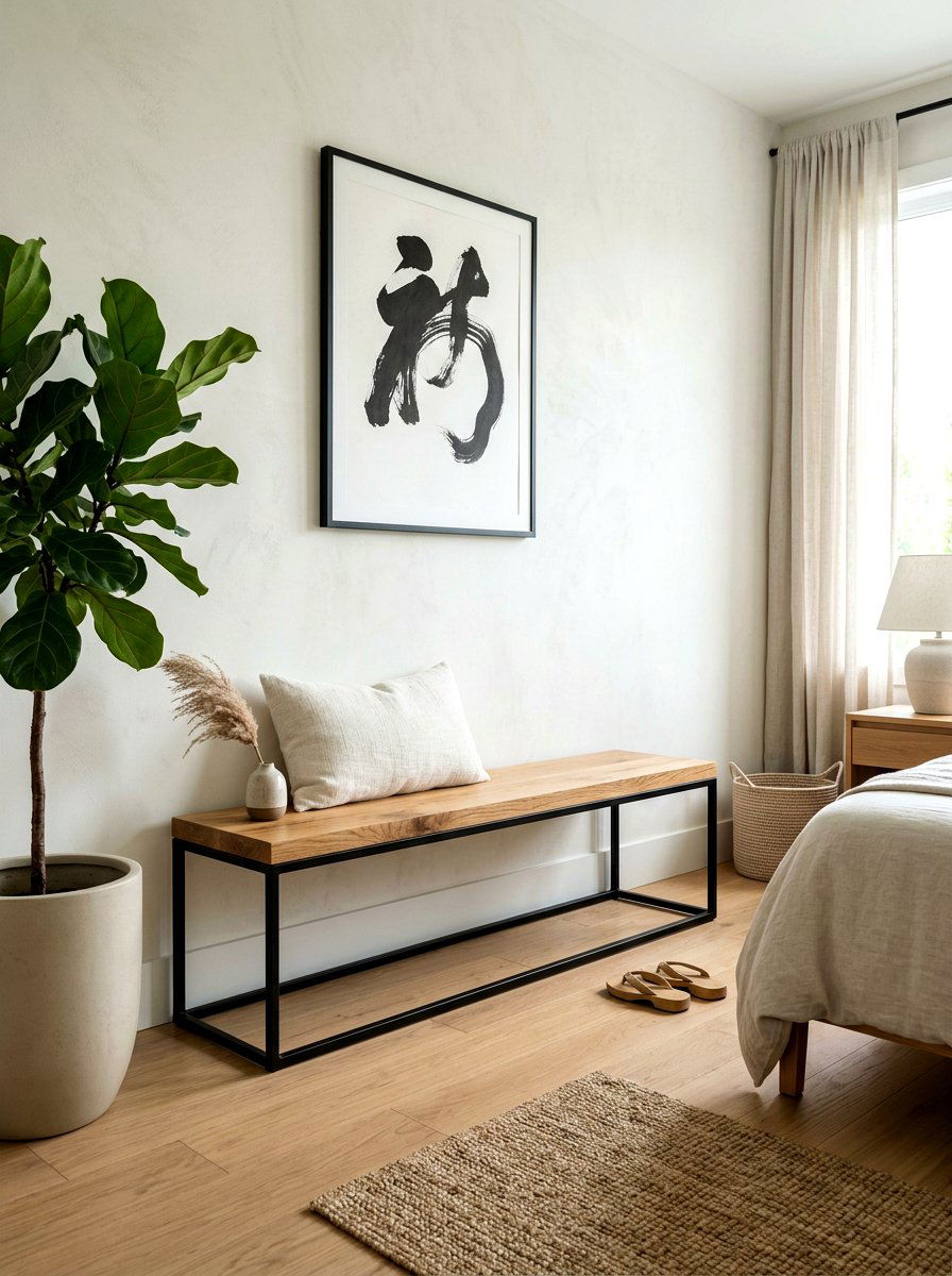 Minimalist Bench - 30 bedroom sitting area ideas