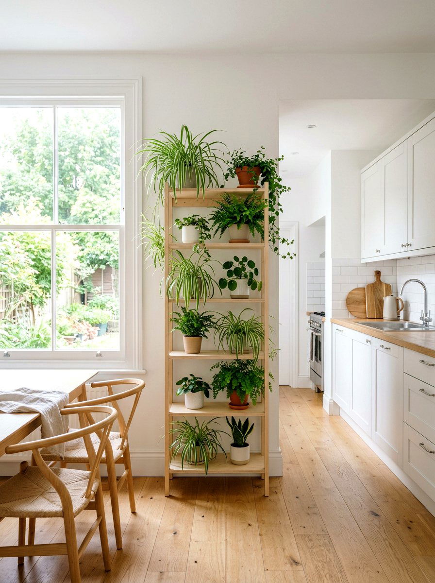 Minimalist Birch Plant Shelf - 30 kitchen plant ledge ideas