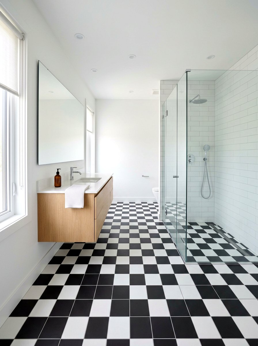 30 Checkerboard Bathroom Floor Ideas for Timeless Style