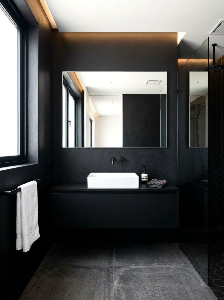 Minimalist Black Bathroom - 30 moody bathroom ideas