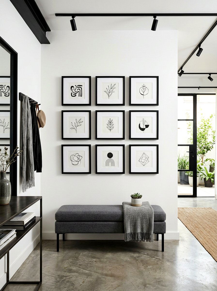 Minimalist Black Frame Set - 30 mini salon wall apartment ideas