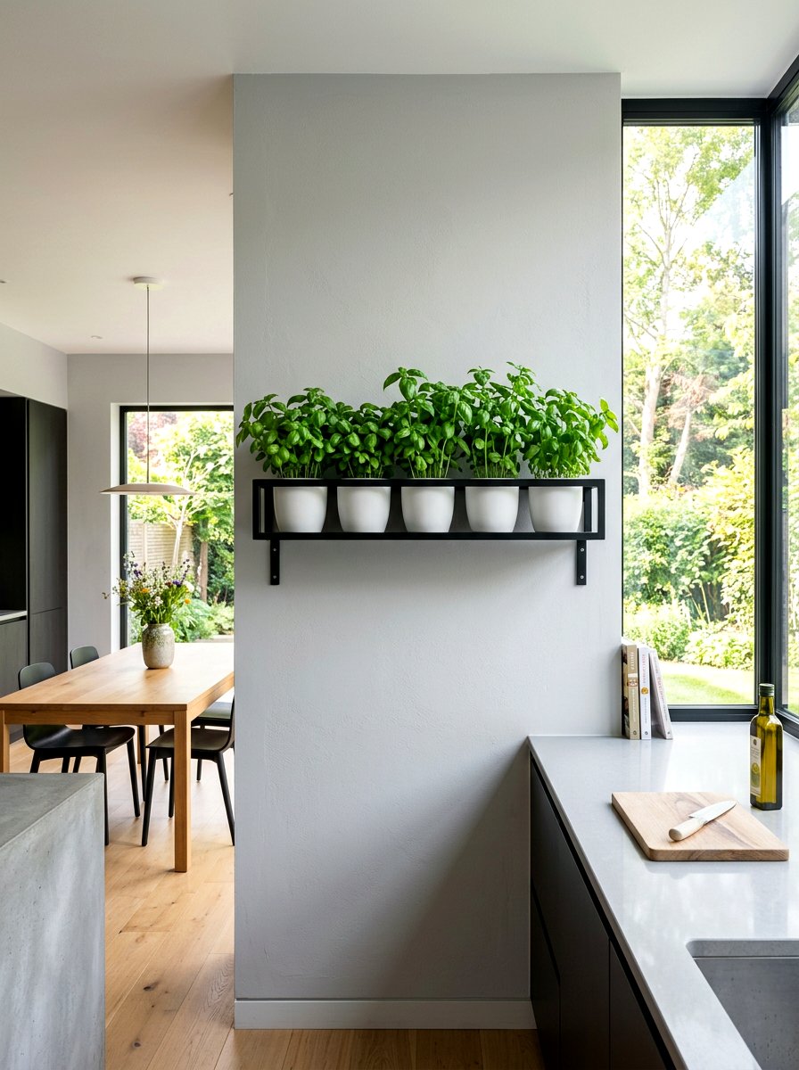 Minimalist Black Herb Shelf - 30 indoor herb shelf ideas