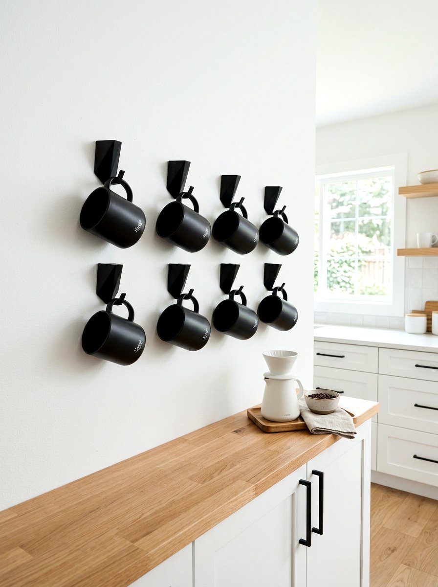 Minimalist Black Mug Hook - 30 coffee mug organizer ideas