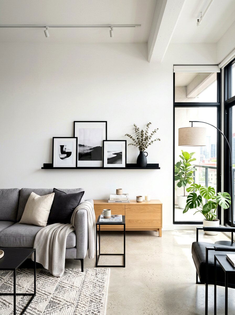 Minimalist Black Picture Ledge - 30 picture ledge renter ideas