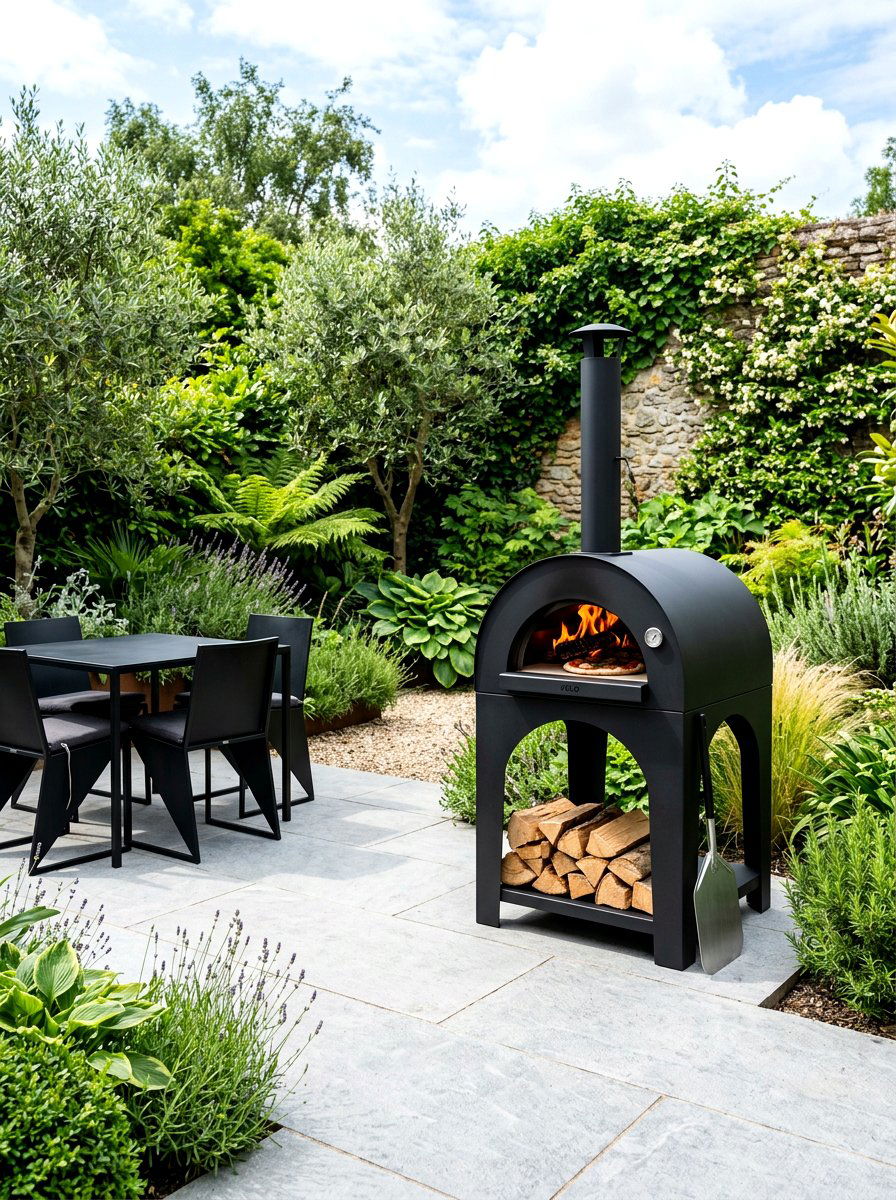 Minimalist Black Pizza Oven - 30 outdoor pizza oven ideas