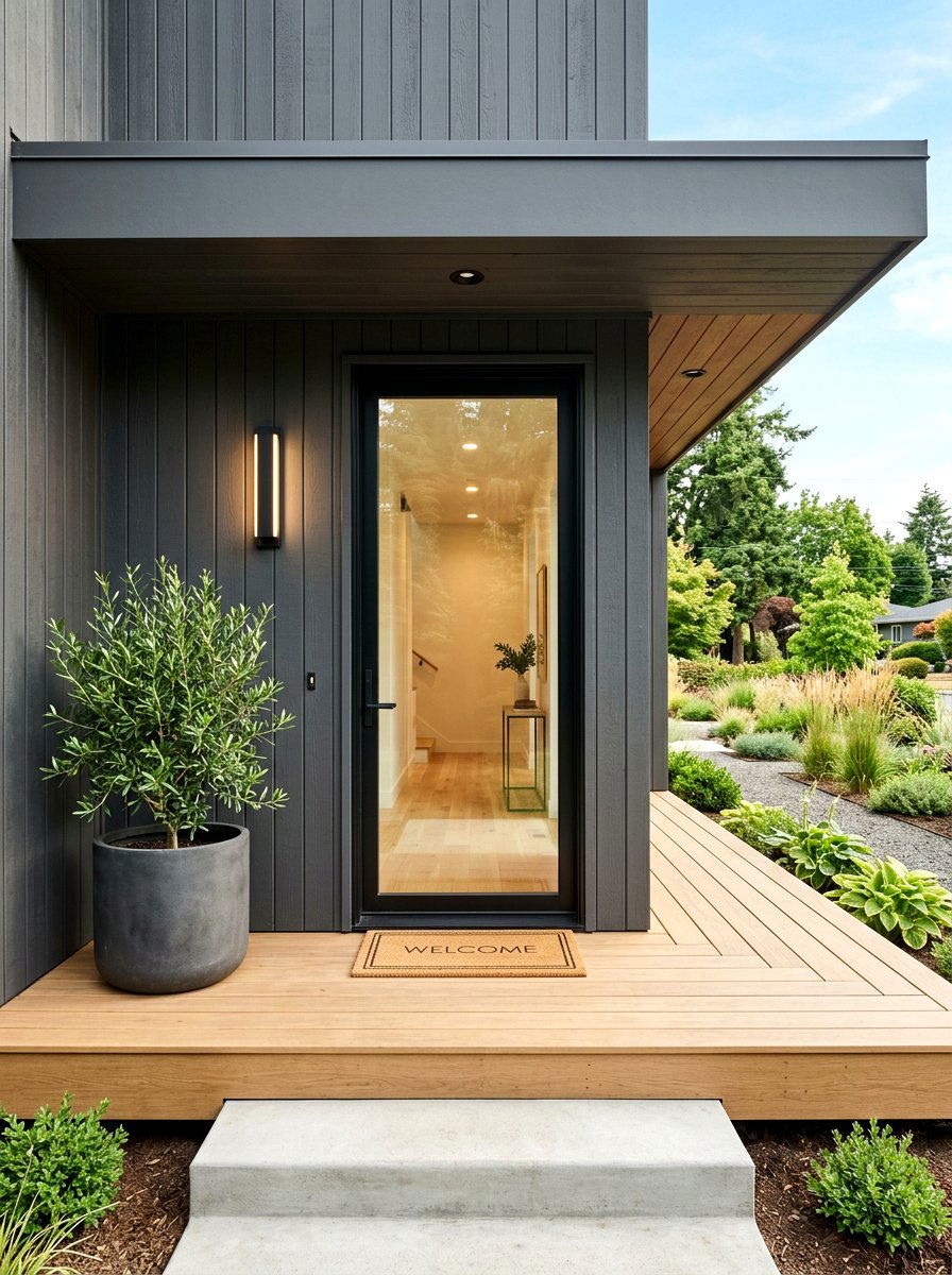 Minimalist Black Porch Light - 30 front porch lighting ideas