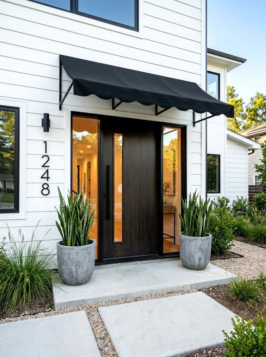 Minimalist Black Scalloped Door Shade - 30 scalloped awning ideas
