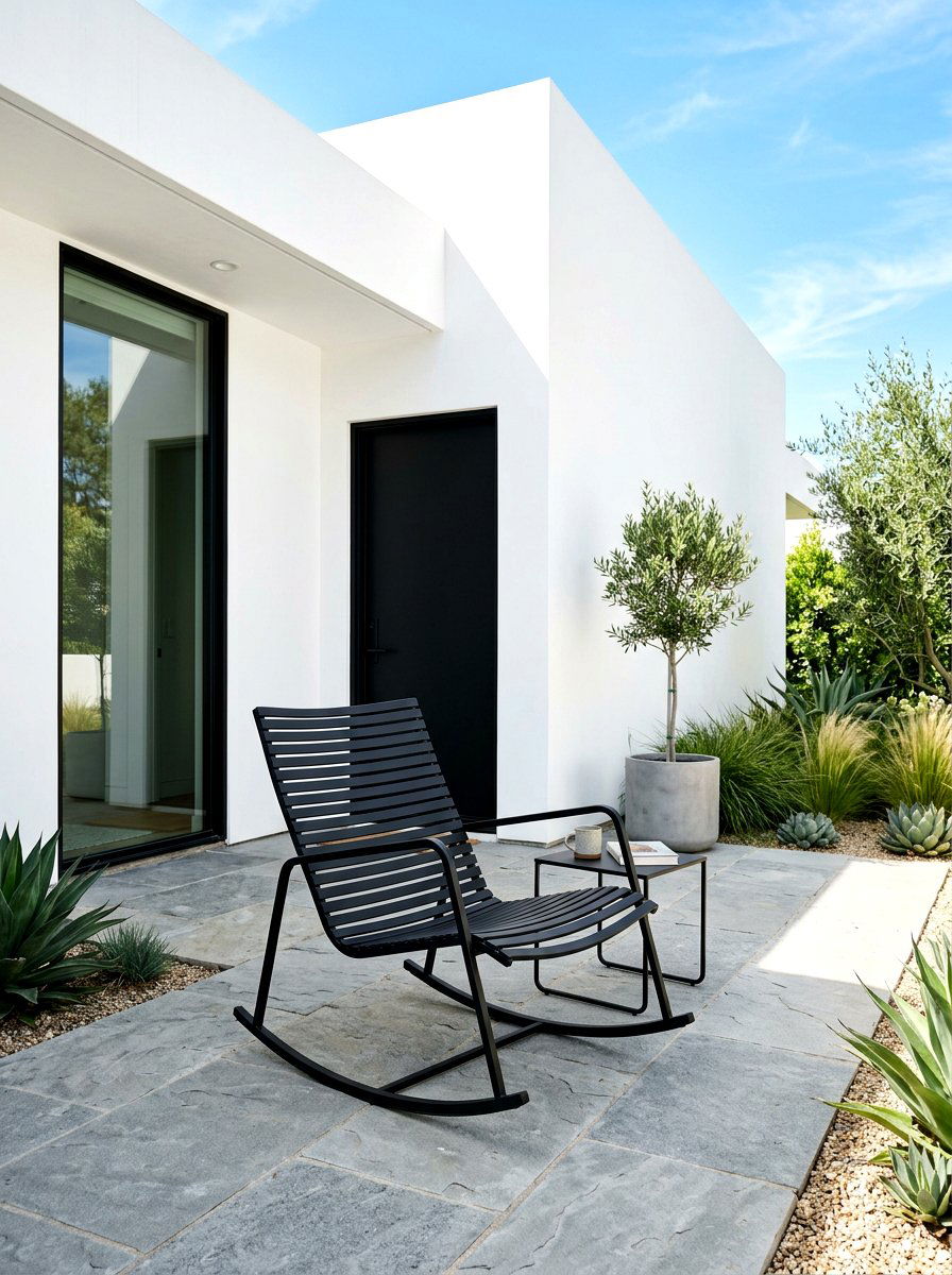 Minimalist Black Slat Rocker - 30 porch rocking chair ideas