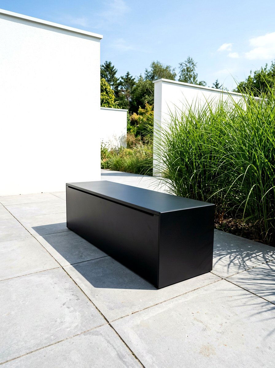 Minimalist Black Storage Bench - 30 patio storage bench seating ideas