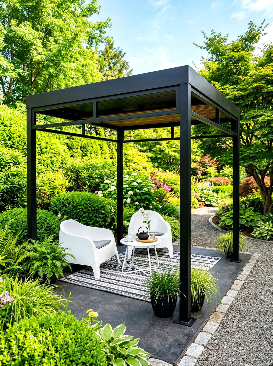 Minimalist Black Tea Gazebo - 30 garden tea gazebo ideas