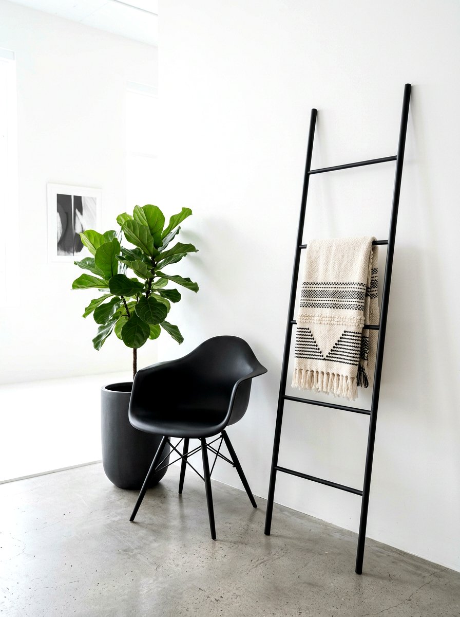 Minimalist Blanket Ladder - 30 blanket ladder ideas