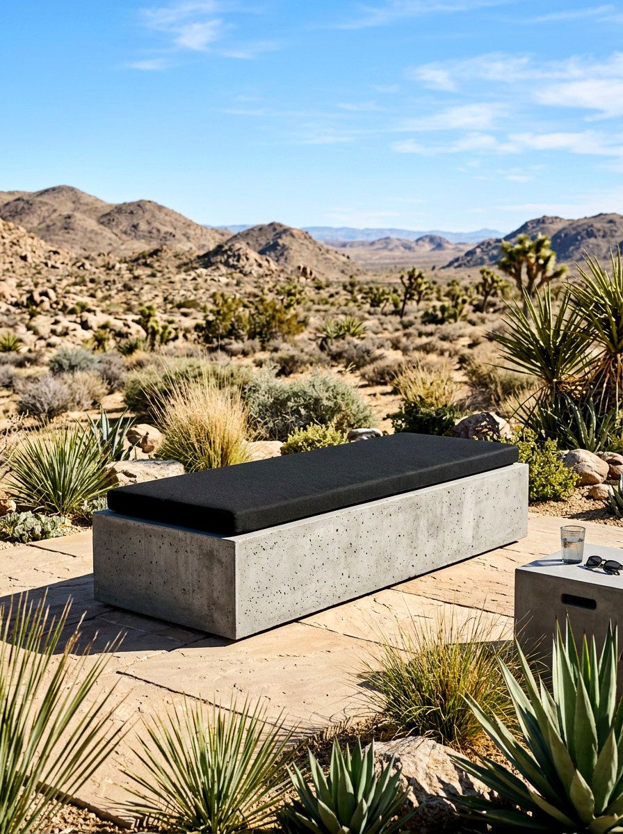 Minimalist Block Sunbed - 30 built in sunbed patio ideas