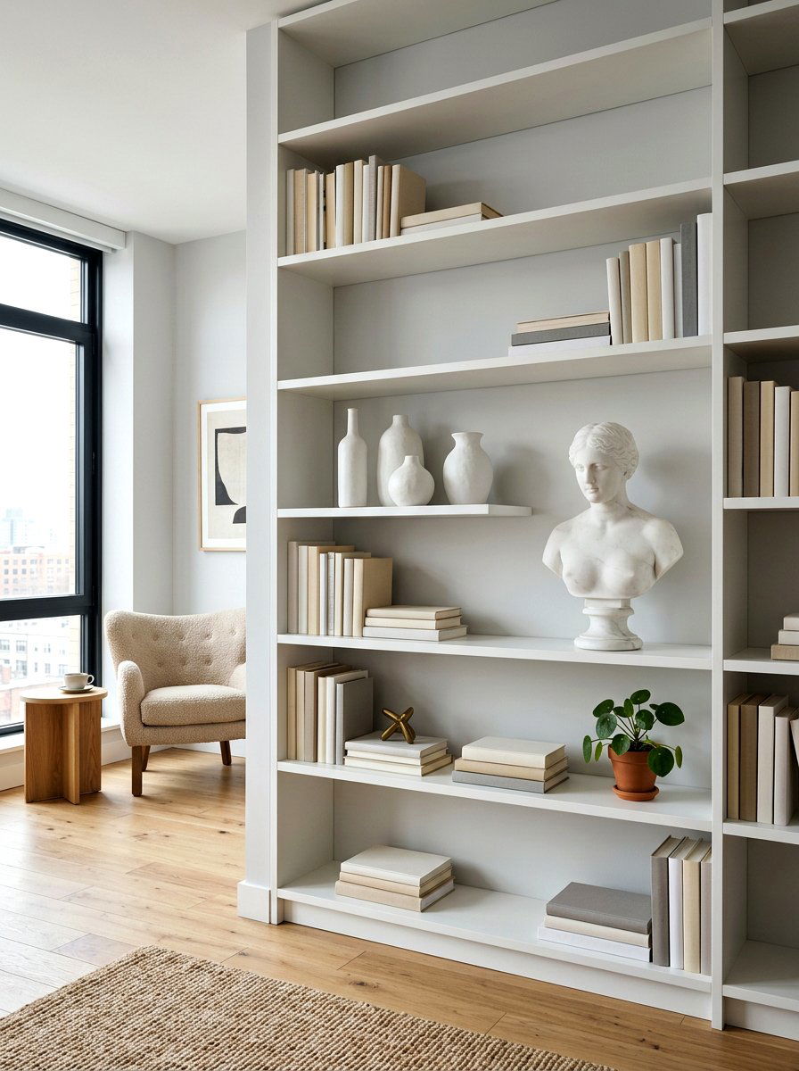 Minimalist Bookshelf - 30 aesthetic bookshelf styling apartment ideas