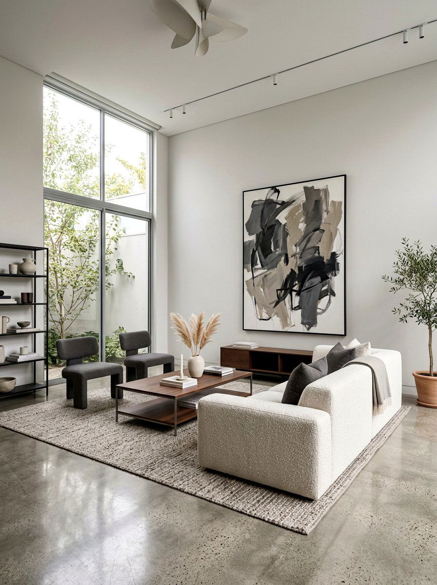 Minimalist Boucle Lounge - 30 boucle living room ideas