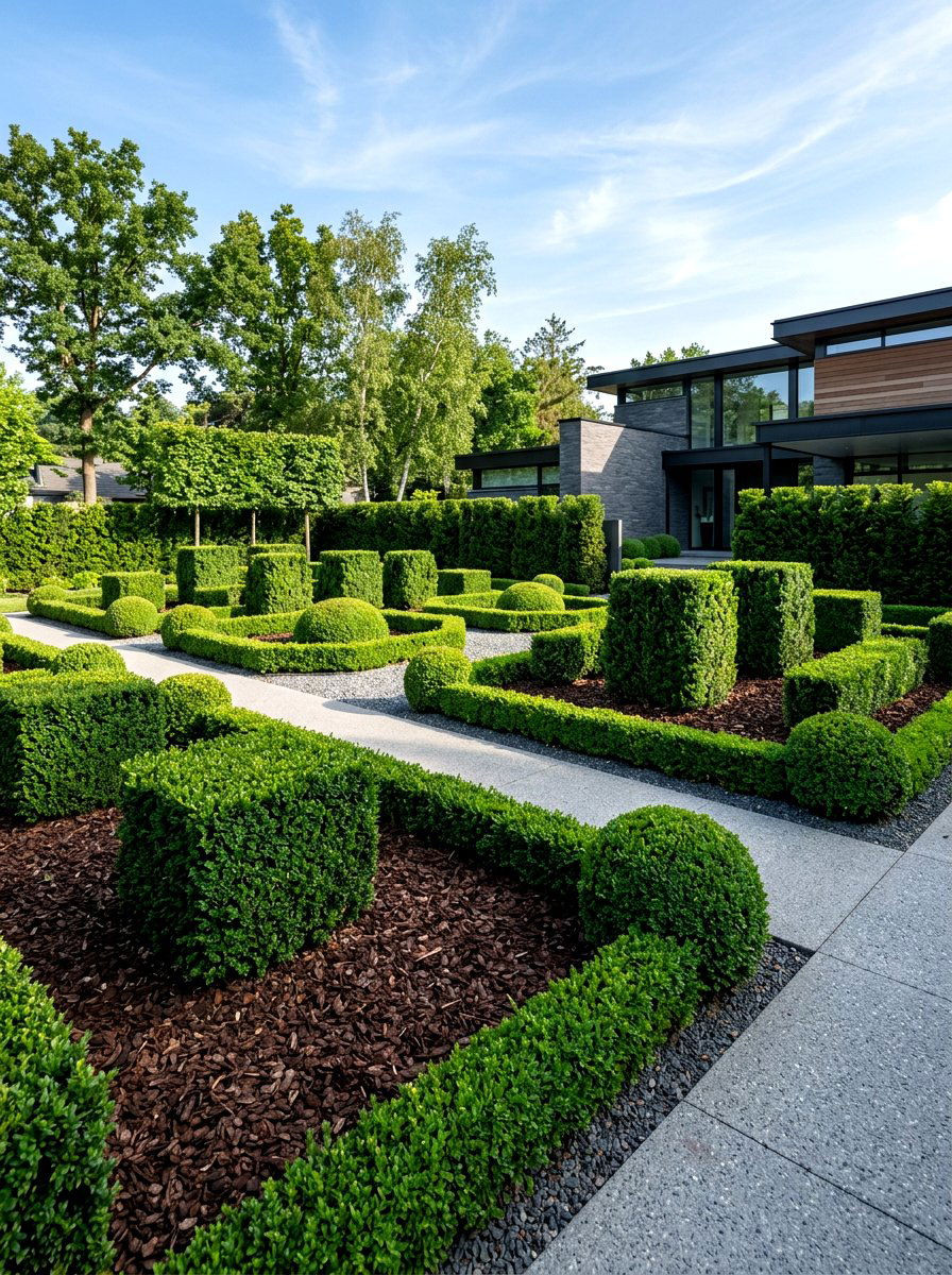 Minimalist Boxwood Hedge Layout - 30 parterre garden ideas