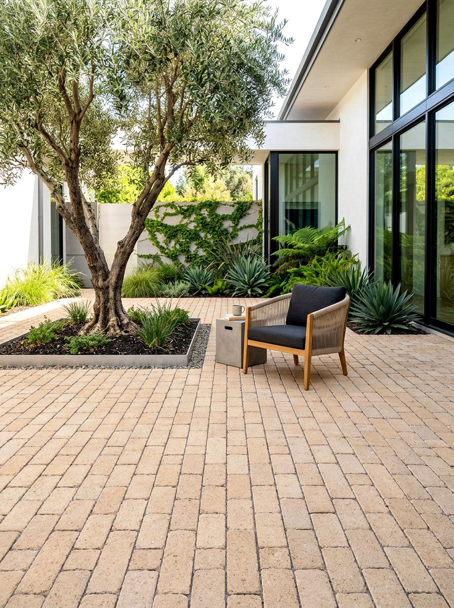 Minimalist Brick Courtyard Floor - 30 brick courtyard patio ideas