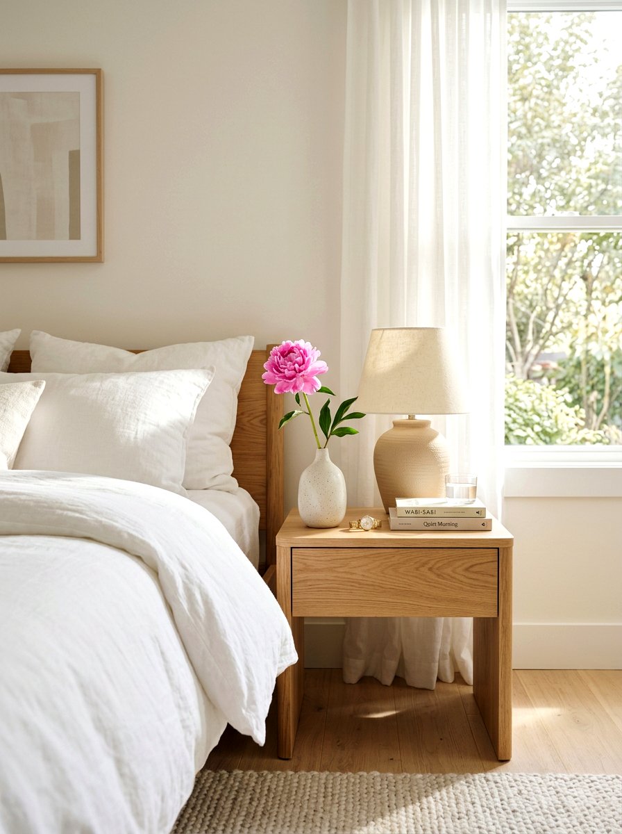 Minimalist Bud Vase Nightstand - 30 ceramic vase styling ideas