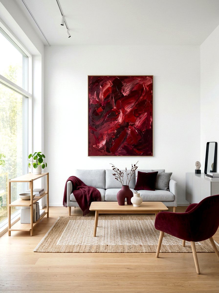 Minimalist Burgundy Decor - 30 burgundy living room ideas