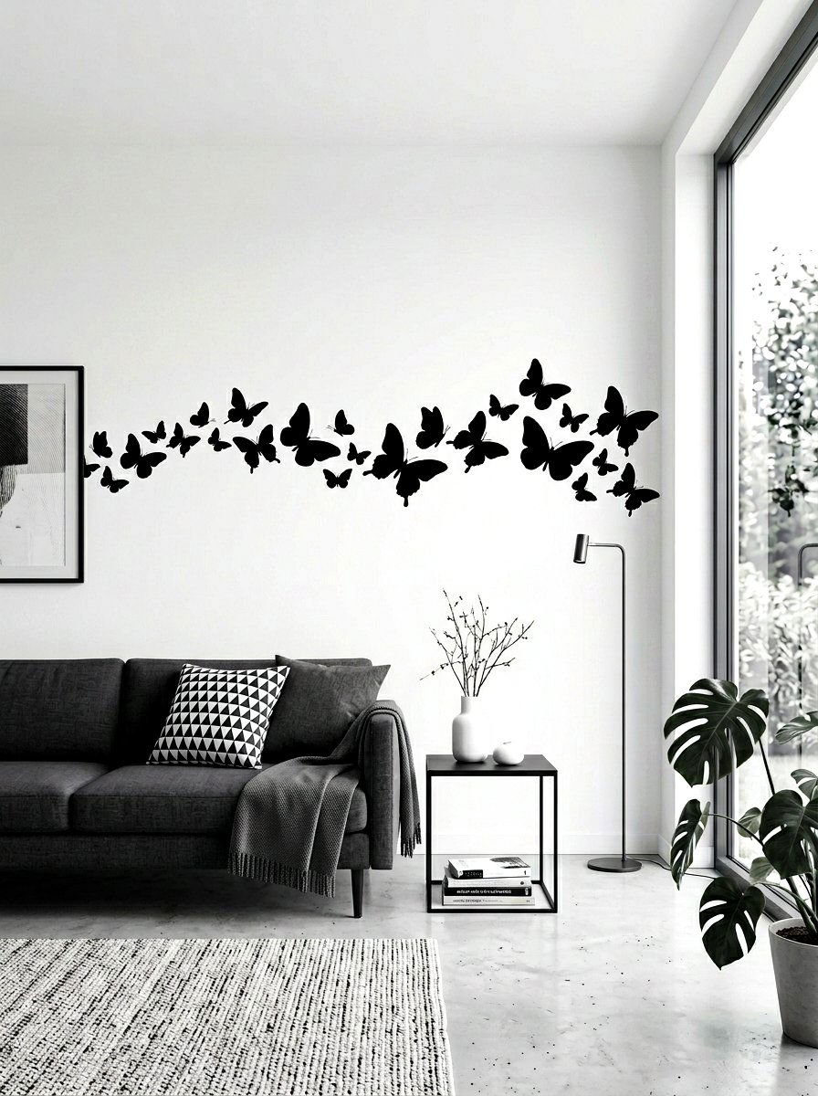 Minimalist Butterfly Wall Border - 30 butterfly border ideas