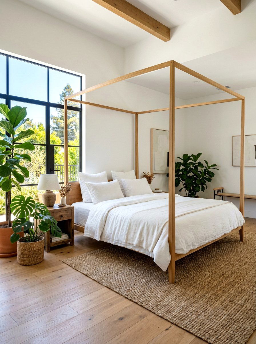 Minimalist Canopy Bed Frame - 30 earthy minimalist bedroom ideas