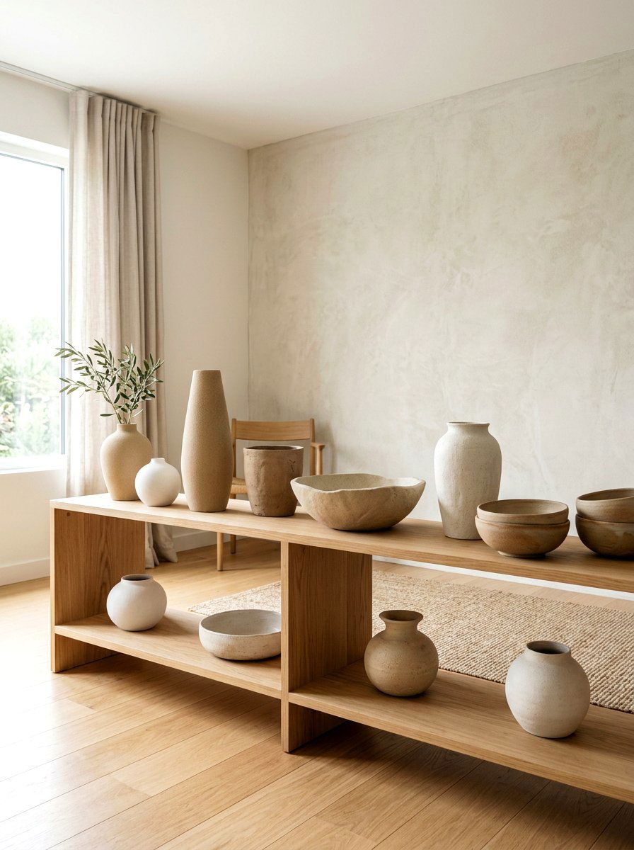 Minimalist Ceramic Pottery - 30 glass cabinet decor ideas