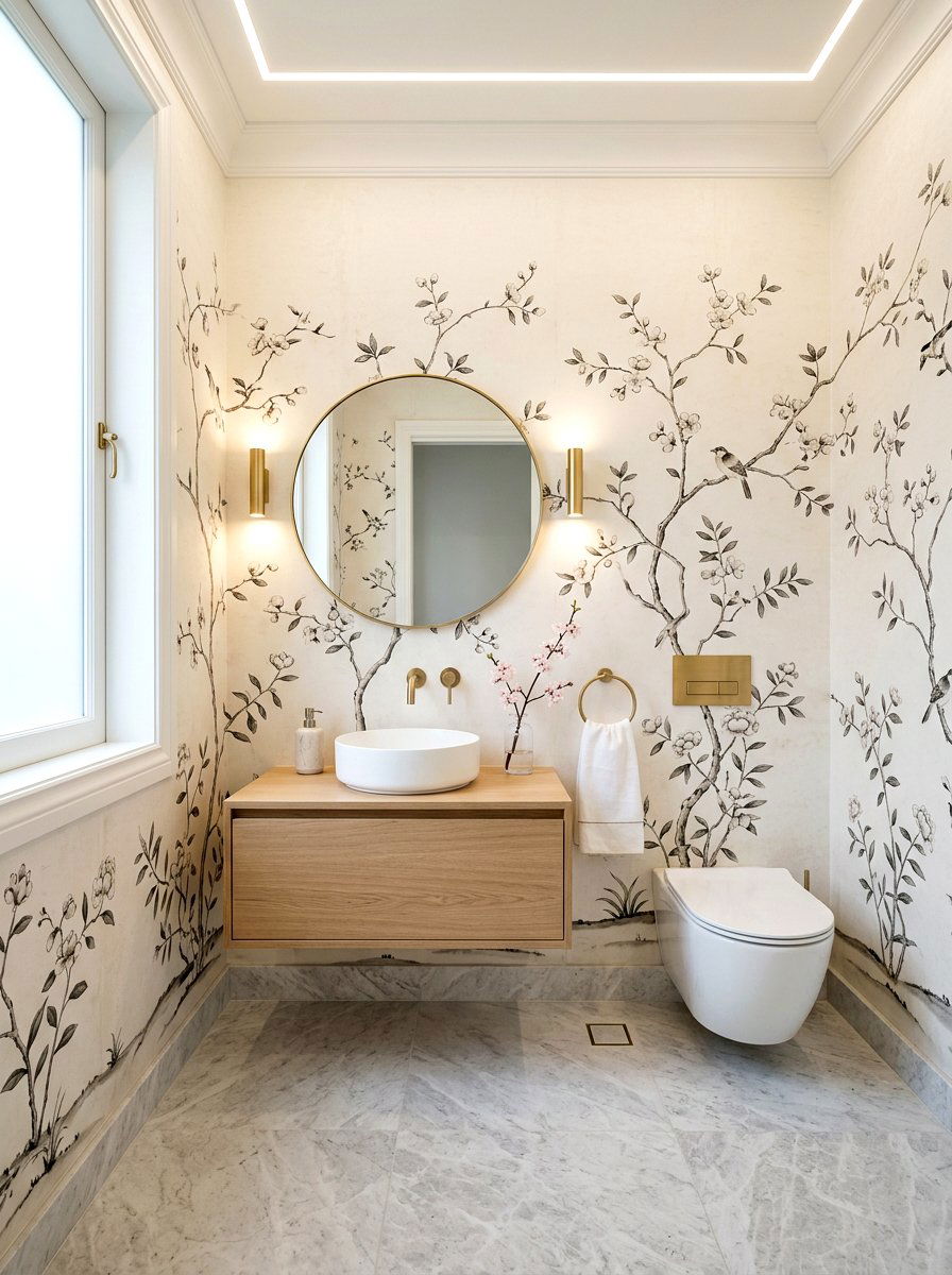 Minimalist Chinoiserie Powder Room - 30 chinoiserie powder room ideas