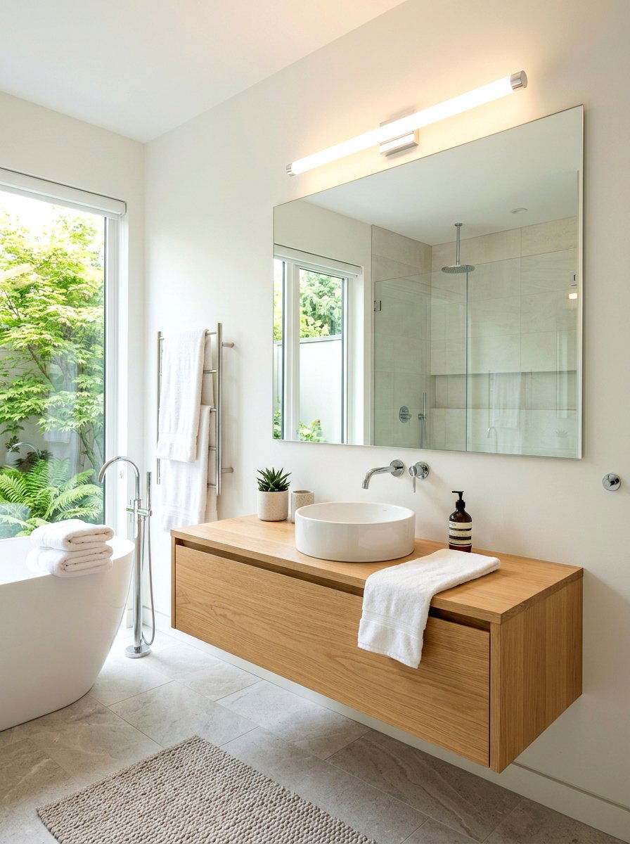 Minimalist Chrome Tube Light - 30 chrome bathroom lighting ideas