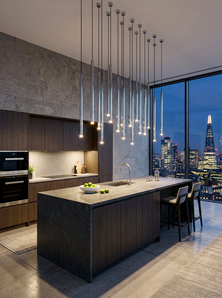 Minimalist Chrome Tube Pendant - 30 chrome kitchen pendant ideas