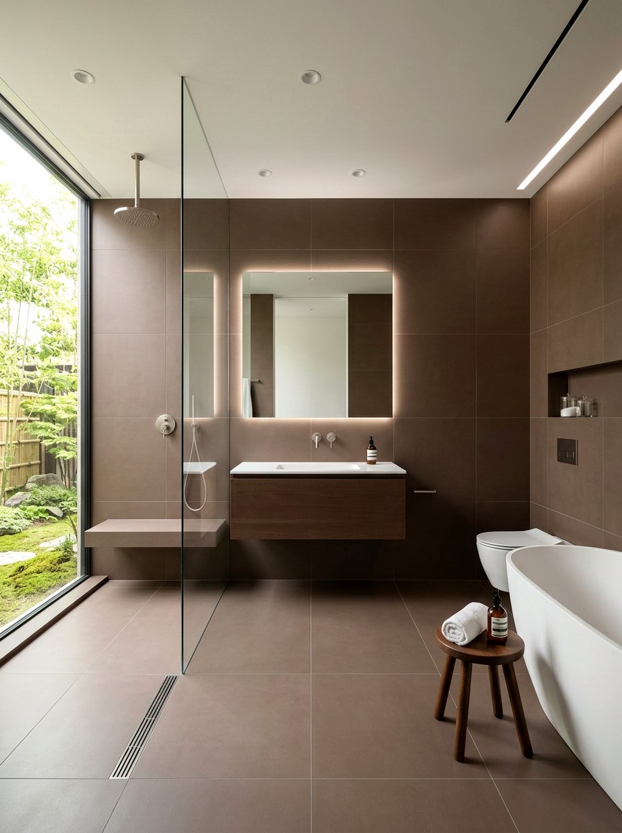 Minimalist Cocoa Brown Bathroom - 30 cocoa brown bathroom ideas
