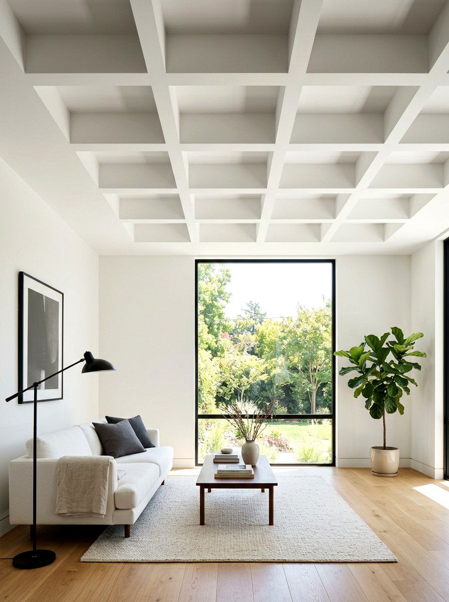 Minimalist Coffered Ceiling Living Room - 30 coffered ceiling living room ideas