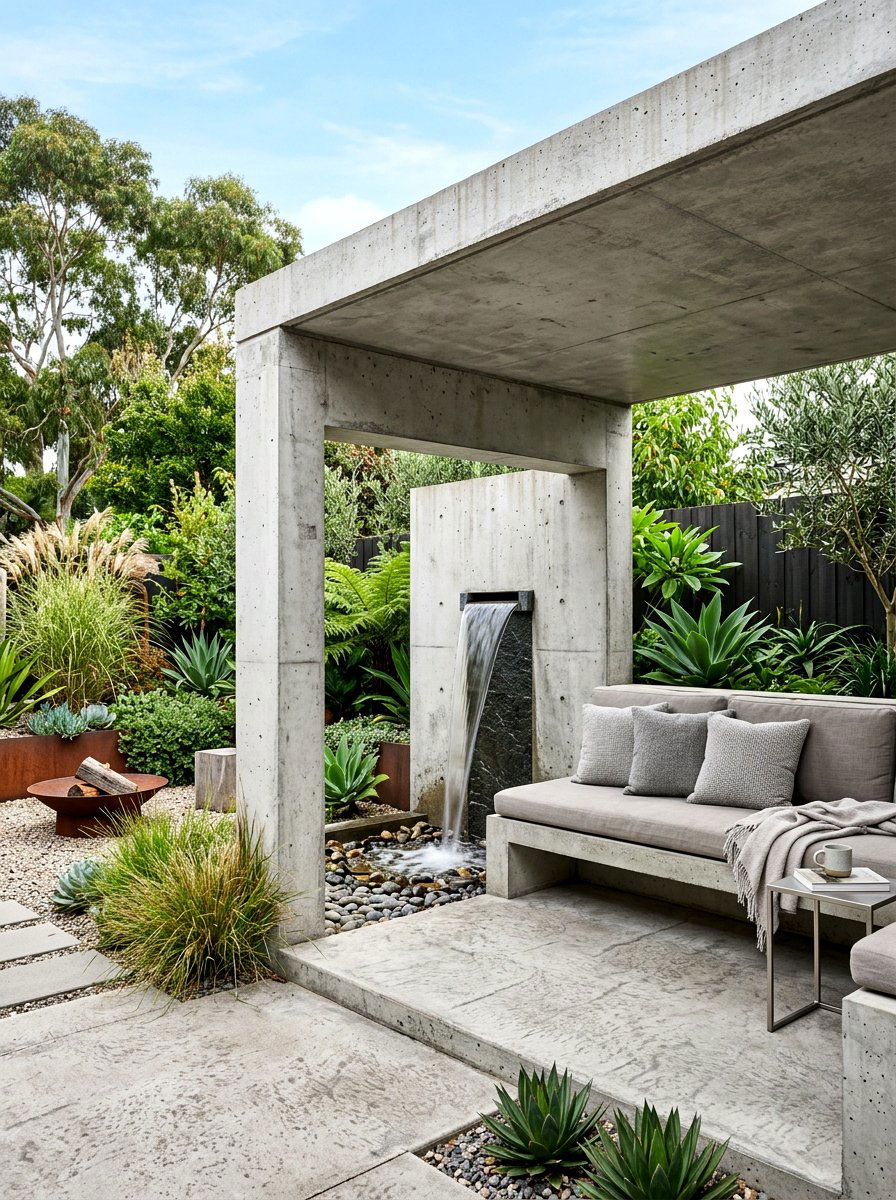 Minimalist Concrete Backyard Structure - 30 backyard cabana lounge ideas