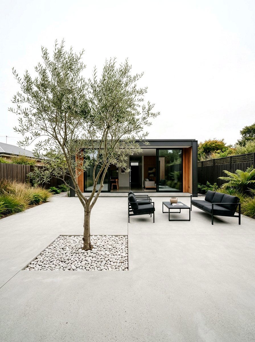 Minimalist Concrete Backyard - 30 no grass backyard ideas