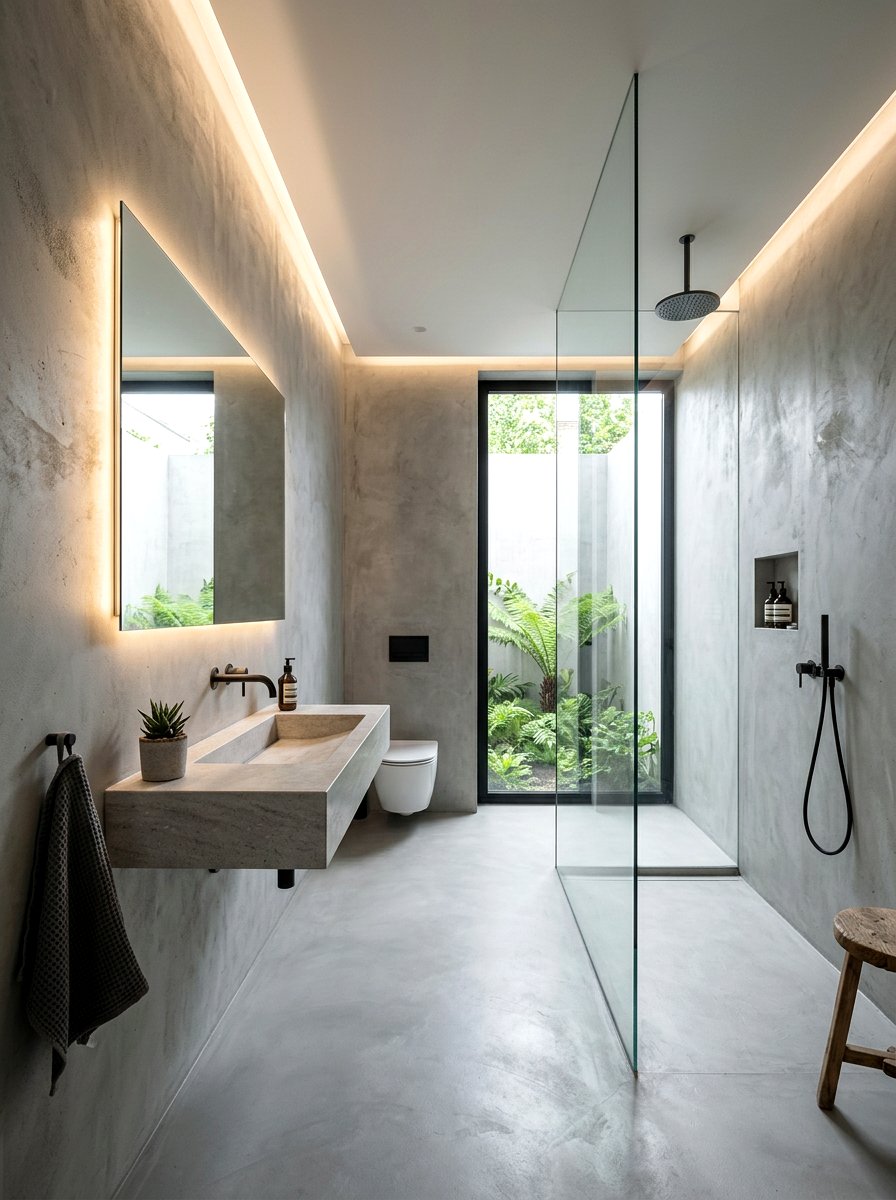 Minimalist Concrete Bathroom - 30 dramatic bathroom ideas