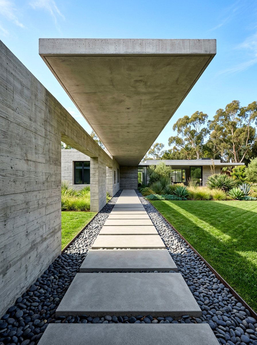 Minimalist Concrete Breezeway - 30 breezeway exterior ideas aesthetic